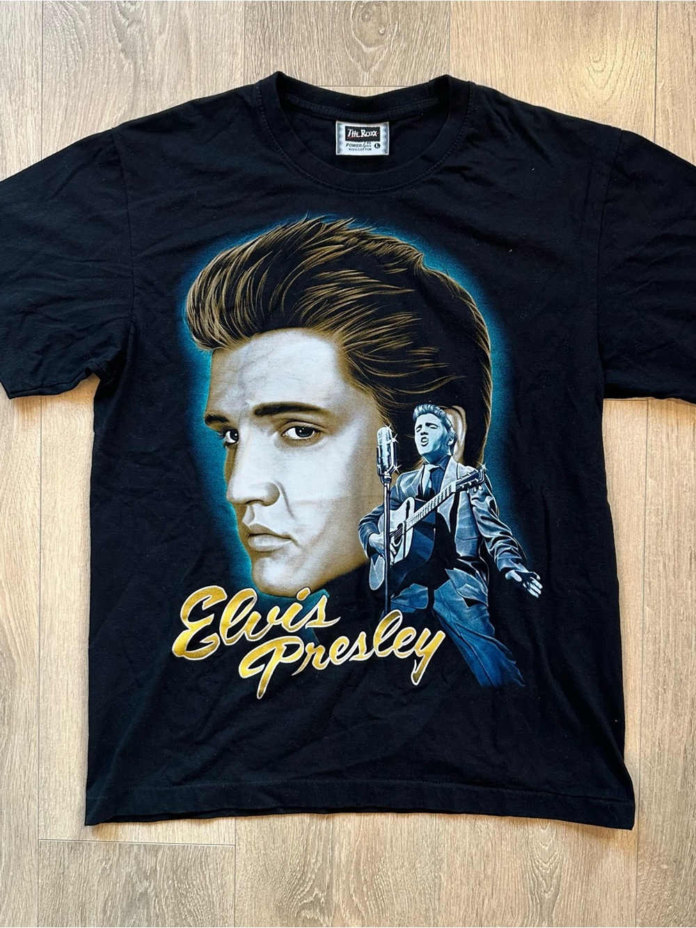 Vintage ‘The Roxx’ Elvis Presley Black AOP Graphic Tee Men’s Large